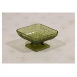 Vintage Indiana Glass Green Daisy pedestal candy