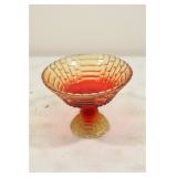 Jeannette Glass Amberina pedestal fruit bowl