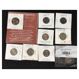 (8) UNC JEFFERSON NICKELS & (1) 1943 WAR NICKEL