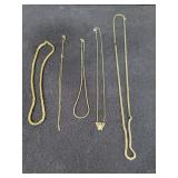 (5) ASSTD GOLD COLORED CHAIN NECKLACES
