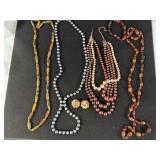 (4) COSTUME JEWELRY PIECES & PAIR OF CLIP ON