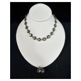 ART DECO ROSE NECKLACE & MATCHING EARRINGS