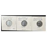 1943-P, D, S REPROCESSED STEEL CENTS