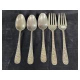 (3) SPOONS, (2) FORKS KIRK STIEFF STERLING SILVER