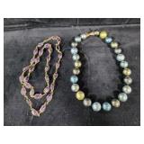 (2) BEAD AND AMETHYST NECKLACES - BEAD NECKLACE