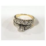 14K GOLD DIAMOND HEIRLOOM WEDDING SET SIZE 7