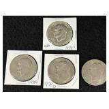 1974-S SILVER EISENHOWER DOLLAR & (3) CLAD