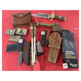 Knives, ammo,  clips, Sig Sawyer, rifle magazine