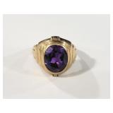 14K AMETHYST (?) RING SIZE 8.5 - 5.6 GR TOTAL