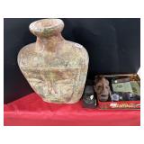 14ï¿½ Clay ï¿½.ï¿½ Vase and other collectibles.