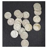(20) SILVER FRANKLIN HALF-DOLLARS