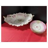 4 porcelain berry bowl and 14" porcelain serving
