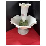Imperial milk, glass, single horn Epergne leaf