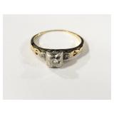 14K GOLD & DIAMOND RING - SIZE 5 - 1.1 GR TOTAL