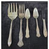 (6) SILVER PLATE SERVING PIECES W/ (1) STERLING