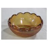 MARIGOLD CARNIVAL GLASS RUFFLED BOWL