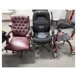 2 office chairs, two stools