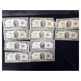 LOT OF (10) RED SEAL $2'S
