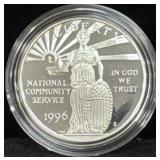 1996 NATIONAL COMMUNITY SERVICE PROOF SILVER