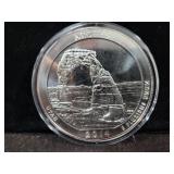 2014 5OZ SILVER ARCHES NATIONAL PARK UT COIN