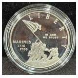 2005 MARINE CORPS 230TH ANN. PROOF SILVER DOLLAR -