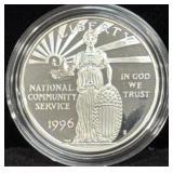 1996 NATIONAL COMMUNITY SERVICE PROOF SILVER