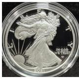 2021-W PROOF SILVER EAGLE - BOX AND COA