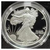 2021-W PROOF SILVER EAGLE - BOX AND COA