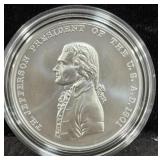 "THOMAS JEFFERSON" PRESIDENTIAL 1 OZ SILVER MEDAL