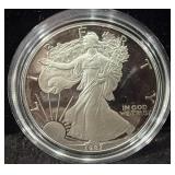 1987-S PROOF SILVER EAGLE - BOX AND COA