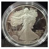 1987-S PROOF SILVER EAGLE - BOX AND COA