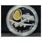 1990 CANADIAN $20 COMM. AVIATION LANCASTER COIN