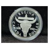 1982 CANADA REGINA CENTENNIAL SILVER DOLLAR