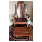 Amish Bentwood Flat Arm Wooden Glider & Ottoman