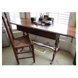 Antique Oak Drop Leaf Writing Desk w/ Chair