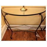 Pier 1 Glass Top Half Moon Console Table