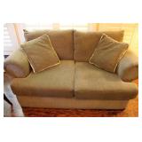 Textured Tan Love Seat Sofa