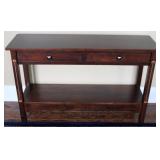 Dark Wood Inlaid 2 Drawer Sofa Table
