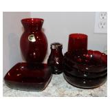 Ruby Red Glass Dish Set