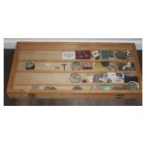 Wooden Shadow Box w/ Collected Trinkets