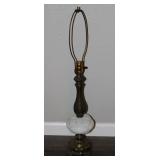 Hollywood Regency Milk Glass & Brass Base Lamp