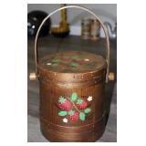 Hand Painted Strawberry Motif Firkin Bucket