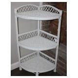 White Wicker Corner Shelf
