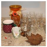 Wine Glasses w/ Vase & Other Kitchen Dishes