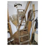 Spare Wood, Ladder, & Other Garage Items