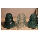 Blue & Clear Glass Electrical Insulators