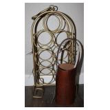 Wine Bottle Carrier & Brass Wine Rack