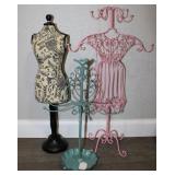 (3) Metal Wire & Mannequin Jewelry Displays
