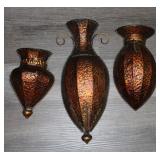 3pc. Textured Wall Pocket Vases
