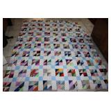 Vibrant Hand Stitched Pin Wheel Quilt Topper